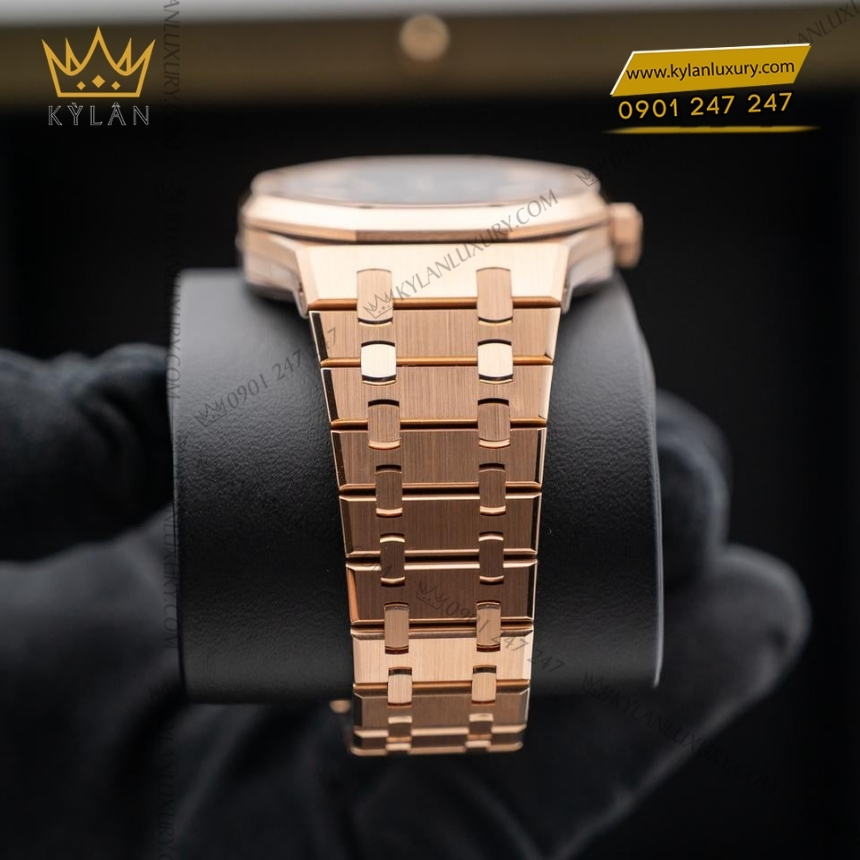 Kỳ Lân Luxury royal oak selfwinding mat so den 15510or 8 Đồng hồ Royal Oak Selfwinding vàng hồng mặt số đen 15510OR