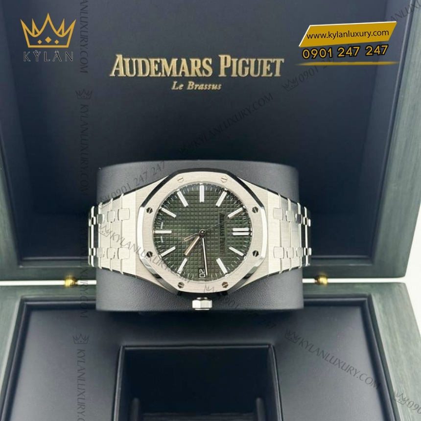 Kỳ Lân Luxury royal oak selfwinding mat xanh khaki 15510st 5 Đồng hồ Royal Oak Selfwinding mặt số xanh khaki 15510ST