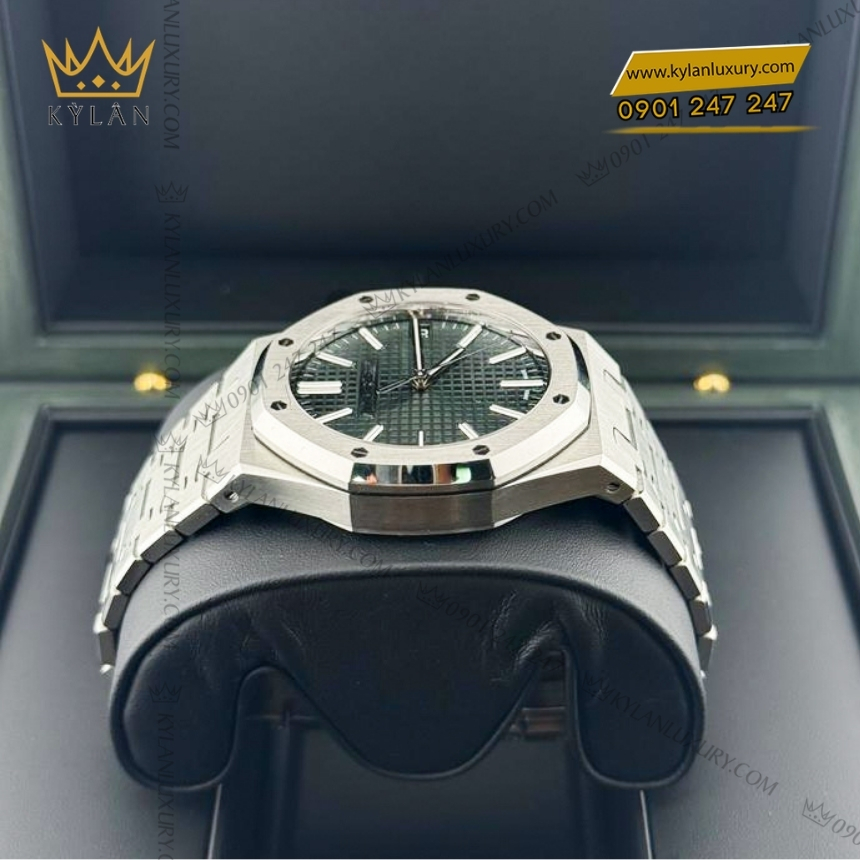 Kỳ Lân Luxury royal oak selfwinding mat xanh khaki 15510st 9 Đồng hồ Royal Oak Selfwinding mặt số xanh khaki 15510ST