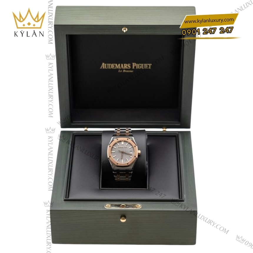 Kỳ Lân Luxury royal oak two tone mat so xam 77450sr oo 1361sr 03 10 Đồng hồ Royal Oak two tone mặt số xám 77450SR