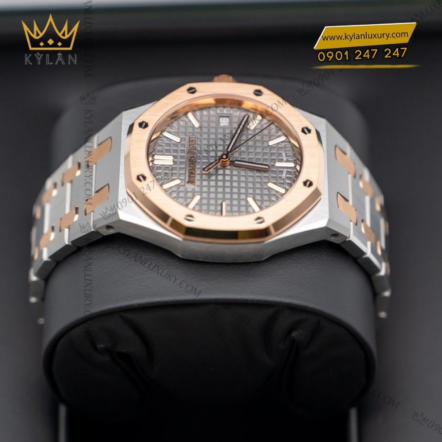 Kỳ Lân Luxury royal oak two tone mat so xam 77450sr oo 1361sr 03 5 Đồng hồ Royal Oak two tone mặt số xám 77450SR