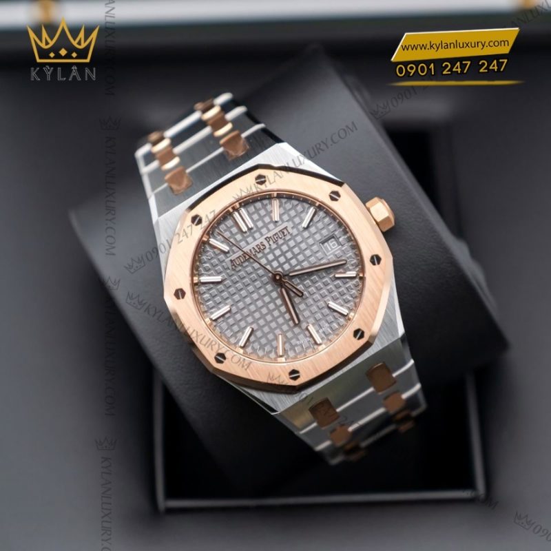 Đồng hồ Royal Oak two tone mặt số xám 77450SR