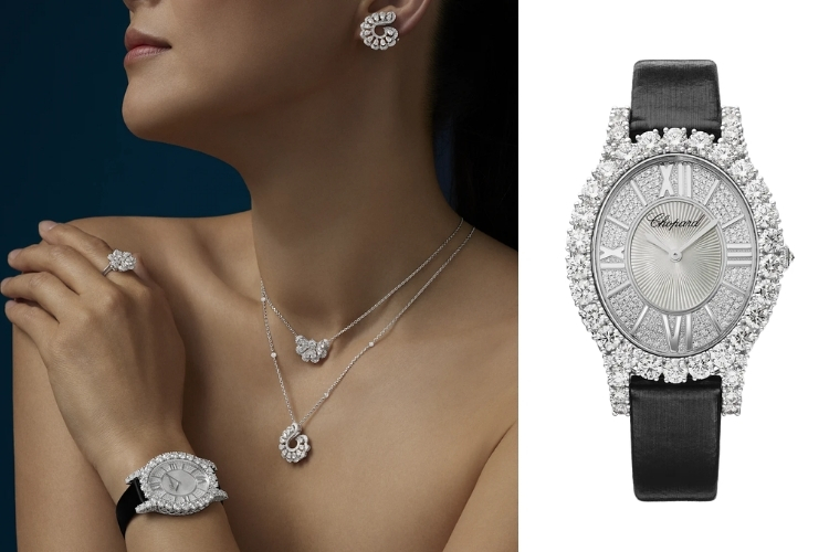 Mẫu Chopard L’Heure du Diamant 139383-1201 nghệ thuật kim cương trên bộ máy thời gian.