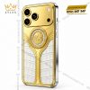 Điện thoại iPhone 17 Pro Max custom vàng Au750 bọc da cá sấu đính kim cương