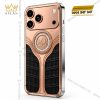Điện thoại iPhone 17 Pro Max vàng hồng Au750 bọc da cá sấu đính kim cương