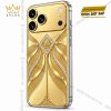 Điện thoại iPhone 18 Pro Max custom vàng Au750 đính kim cương họa tiết uốn lượn