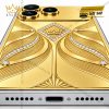 Điện thoại iPhone 18 Pro Max custom vàng Au750 đính kim cương họa tiết uốn lượn