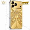Điện thoại iPhone 18 Pro Max custom vàng Au750 đính kim cương họa tiết uốn lượn