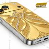 Điện thoại iPhone 18 Pro Max custom vàng Au750 đính kim cương họa tiết uốn lượn