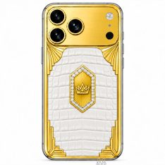 Điện thoại iPhone 18 Pro Max custom vàng Au750 đính kim cương và da cá sấu