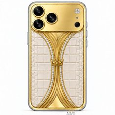 Điện thoại iPhone 18 Pro Max custom vàng Au750 đính kim cương và da cá sấu