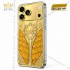 Điện thoại iPhone 18 Pro Max custom vàng Au750 đính kim cương và da cá sấu