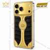 Điện thoại iPhone 18 Pro Max custom vàng Au750 đính kim cương và da cá sấu