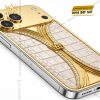 Điện thoại iPhone 18 Pro Max custom vàng Au750 đính kim cương và da cá sấu