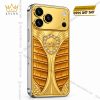 Điện thoại iPhone 18 Pro Max custom vàng Au750 đính kim cương và da cá sấu