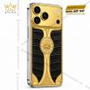 Điện thoại iPhone 18 Pro Max custom vàng Au750 đính kim cương và da cá sấu