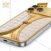 Điện thoại iPhone 18 Pro Max custom vàng Au750 đính kim cương và da cá sấu