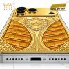 Điện thoại iPhone 18 Pro Max custom vàng Au750 đính kim cương và da cá sấu