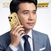 Điện thoại iPhone 18 Pro Max custom vàng Au750 đính kim cương và da cá sấu