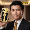 Điện thoại iPhone 18 Pro Max custom vàng Au750 đính kim cương và da cá sấu