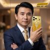 Điện thoại iPhone 18 Pro Max custom vàng Au750 đính kim cương và da cá sấu