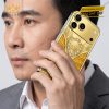 Điện thoại iPhone 18 Pro Max custom vàng Au750 đính kim cương và da cá sấu