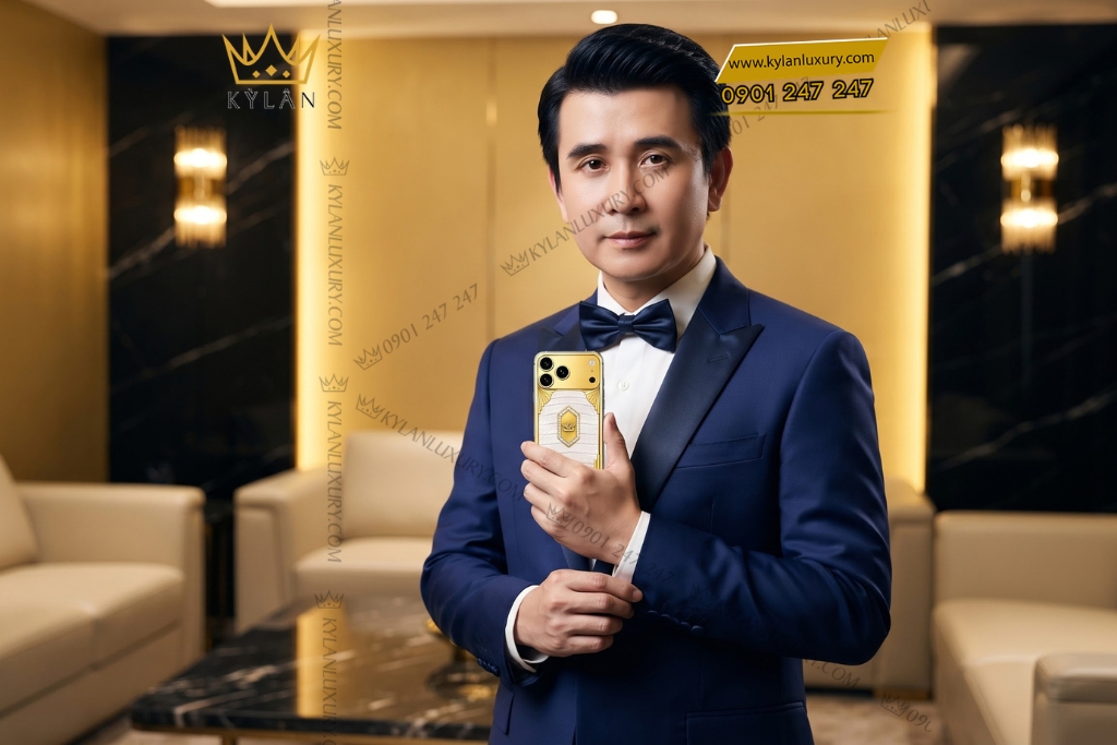 Kỳ Lân Luxury Dien thoai iPhone 18 Pro Max custom vang Au750 dinh kim cuong va da ca sau 8 2 Điện thoại iPhone 18 Pro Max custom vàng Au750 đính kim cương và da cá sấu