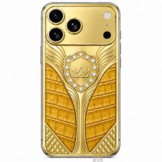 Điện thoại iPhone 18 Pro Max custom vàng Au750 đính kim cương và da cá sấu