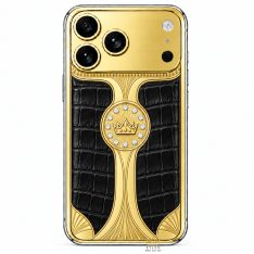 Điện thoại iPhone 18 Pro Max custom vàng Au750 đính kim cương và da cá sấu