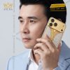 Điện thoại iPhone 18 Pro Max custom vàng Au750 đính kim cương và da cá sấu
