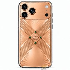 Điện thoại iPhone 18 Pro Max custom vàng hồng Au750 đính 4 viên sapphire xanh