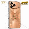Điện thoại iPhone 18 Pro Max custom vàng hồng Au750 đính 4 viên sapphire xanh