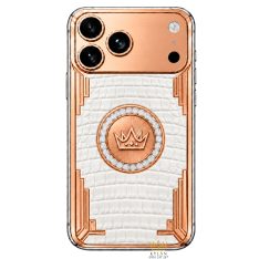 Điện thoại iPhone 18 Pro Max custom vàng hồng Au750 đính kim cương và da cá sấu