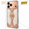Điện thoại iPhone 18 Pro Max custom vàng hồng Au750 đính kim cương và da cá sấu