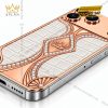 Điện thoại iPhone 18 Pro Max custom vàng hồng Au750 đính kim cương và da cá sấu