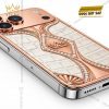 Điện thoại iPhone 18 Pro Max custom vàng hồng Au750 đính kim cương và da cá sấu