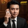 Điện thoại iPhone 18 Pro Max custom vàng hồng Au750 đính kim cương và da cá sấu