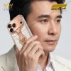 Điện thoại iPhone 18 Pro Max custom vàng hồng Au750 đính kim cương và da cá sấu