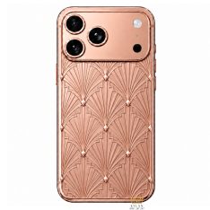 Điện thoại iPhone 17 Pro Max vàng hồng Au750 họa tiết nan quạt hình học