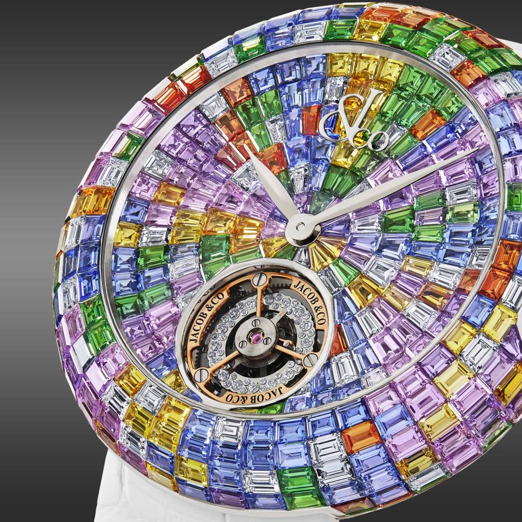 Kỳ Lân Luxury Jacob Co. Brilliant Flying Tourbillon Baguette Pastel Arlequino2 Đồng hồ Jacob & Co. Brilliant Flying Tourbillon Baguette Pastel Arlequino