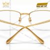 Mắt kính vàng Au750 đính kim cương baguette họa tiết dây bện hình thoi