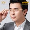Mắt kính vàng Au750 đính kim cương baguette họa tiết dây bện hình thoi