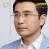 Mắt kính vàng Au750 họa tiết chéo đính kim cương
