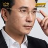 Mắt kính vàng Au750 họa tiết chéo đính kim cương