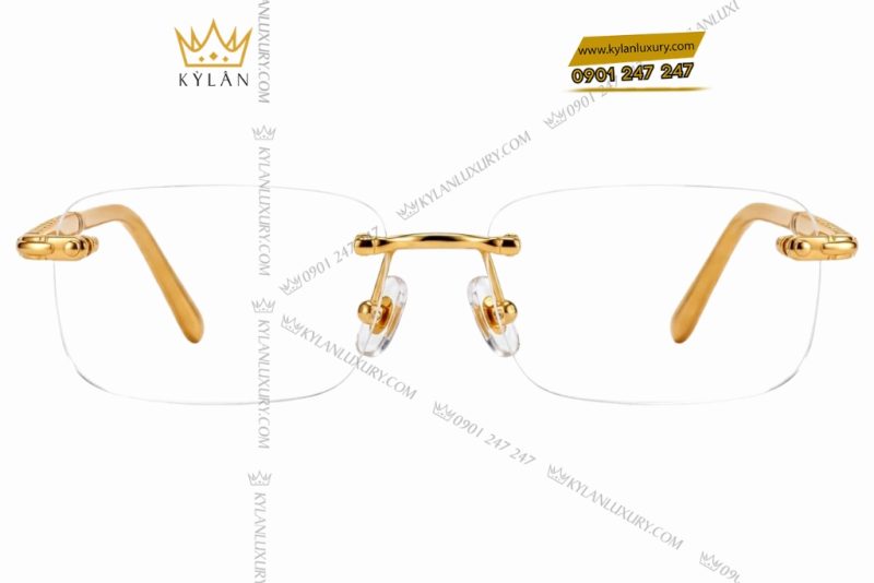Mắt kính vàng Au750 họa tiết mũi tên