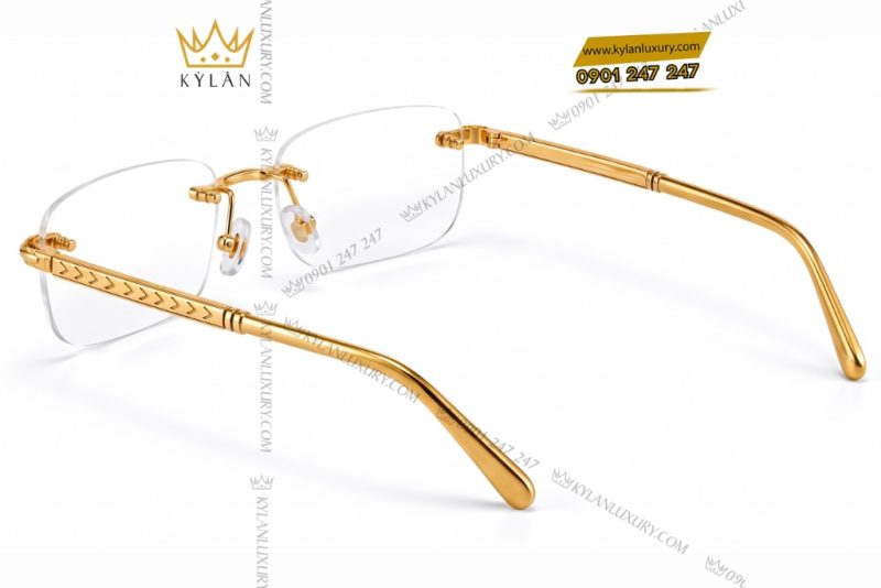 Mắt kính vàng Au750 họa tiết mũi tên