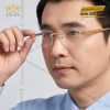 Mắt kính vàng Au750 không viền họa tiết dây lượn sóng