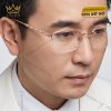 Mắt kính vàng hồng Au750 đính kim cương họa tiết đan chéo