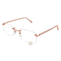 Mắt kính vàng hồng Au750 đính kim cương họa tiết đan chéo Mắt kính vàng hồng Au750 đính kim cương họa tiết đan chéo