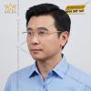 Mắt kính vàng hồng Au750 không viền tròng tròn đính kim cương